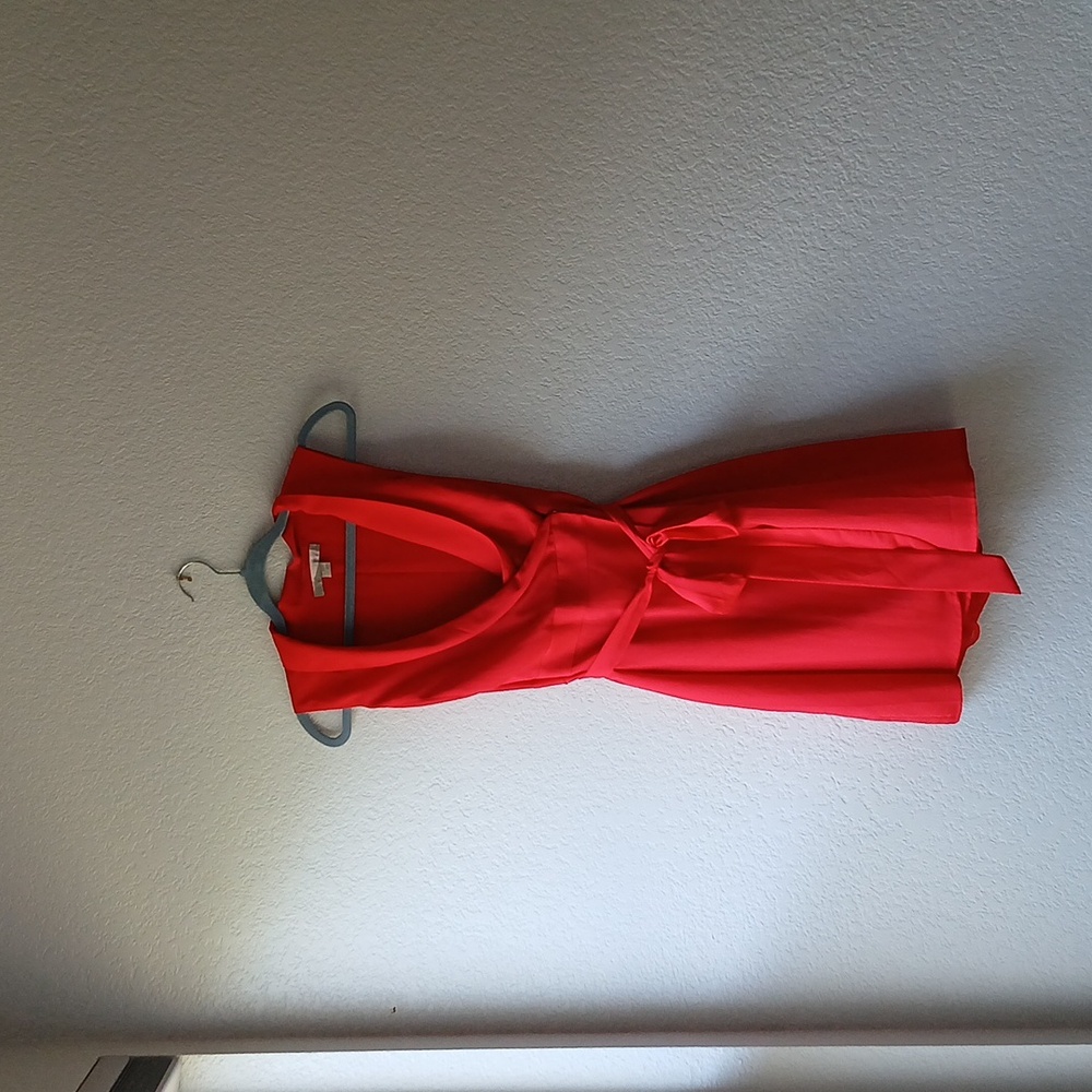 LOVE21 RED-ORANGE SHORT DRESS